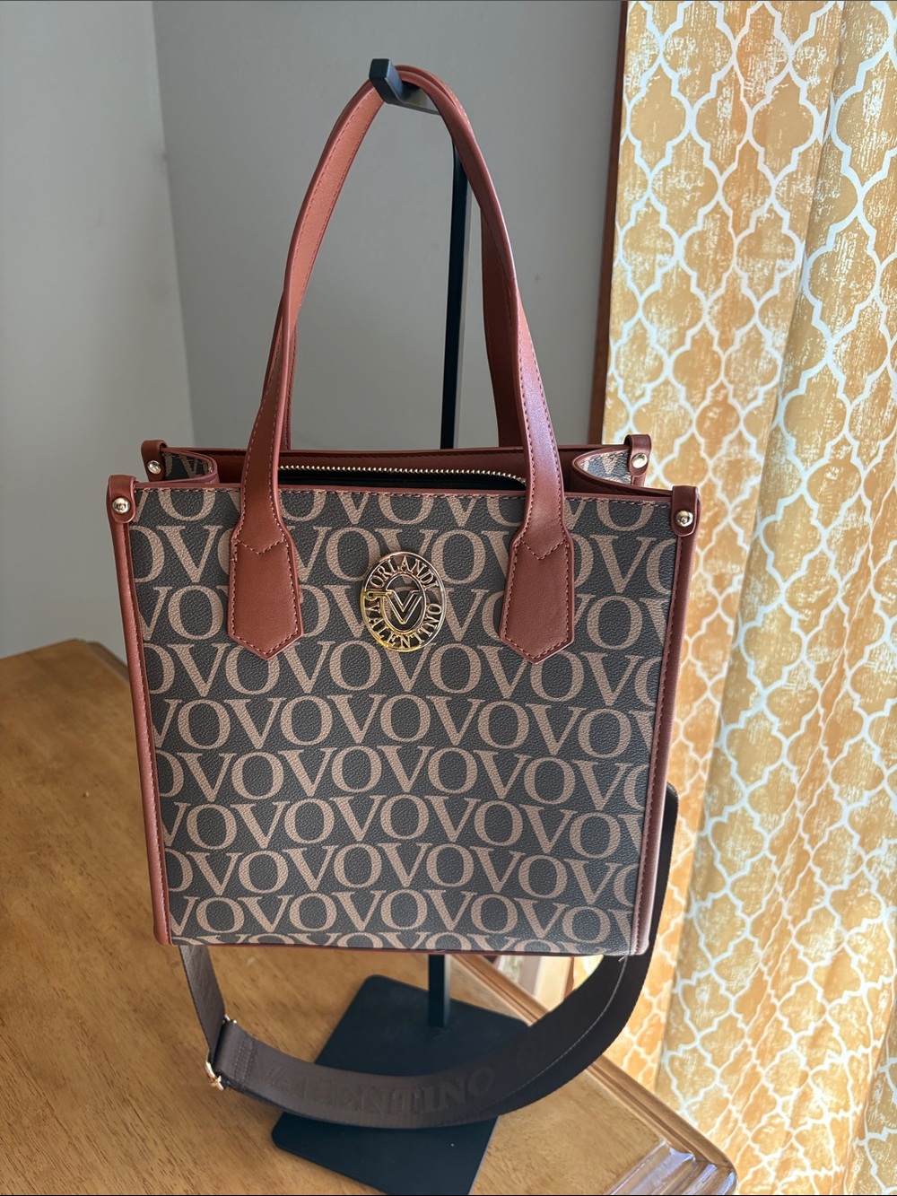 NWOT Valentino Orlando Brown Monogram Tote with crossbody